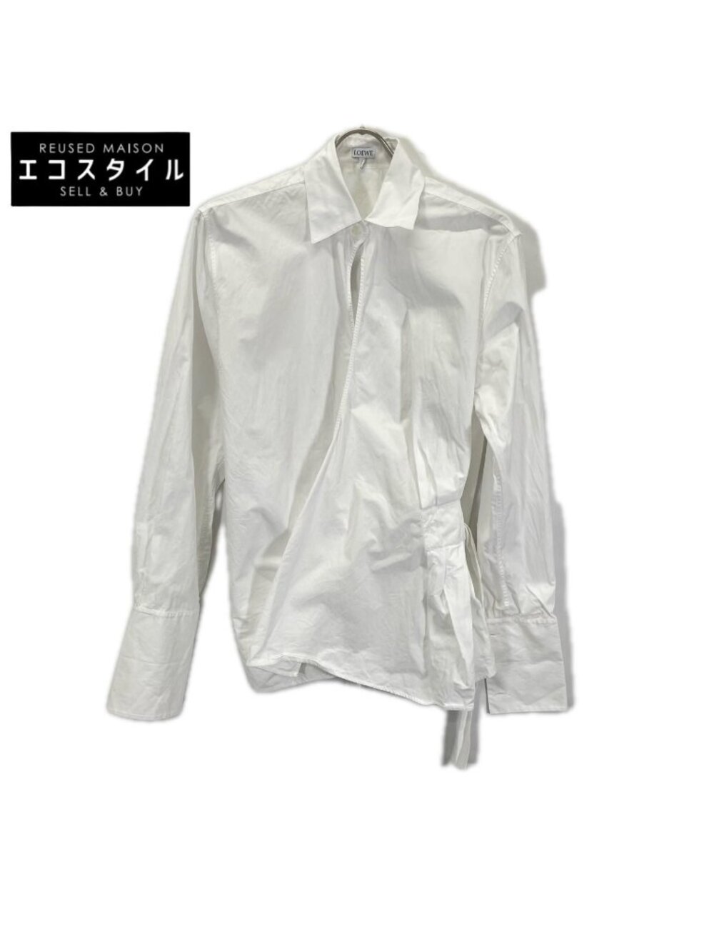 Loewe White Leather Patch Drape Shirt 32